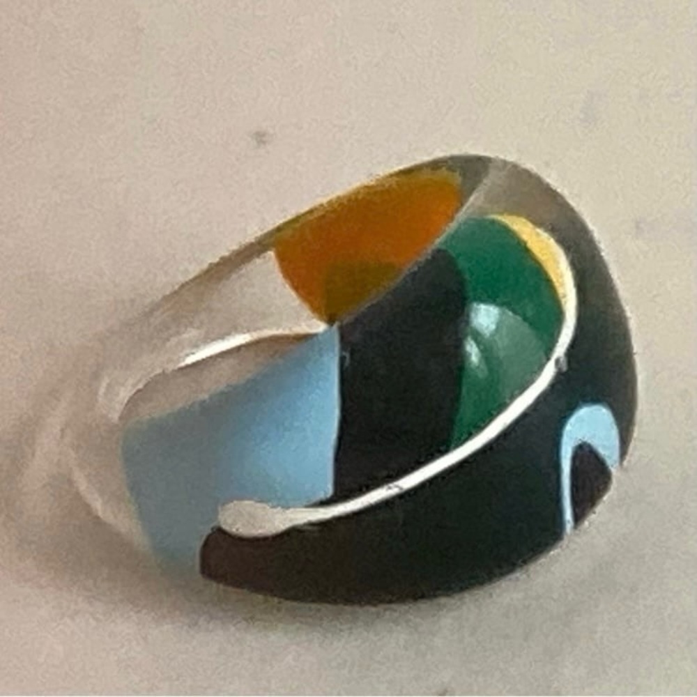 Multicolor Murano Glass Ring Inspired by Joan Miro Paintings NWT Size 8
